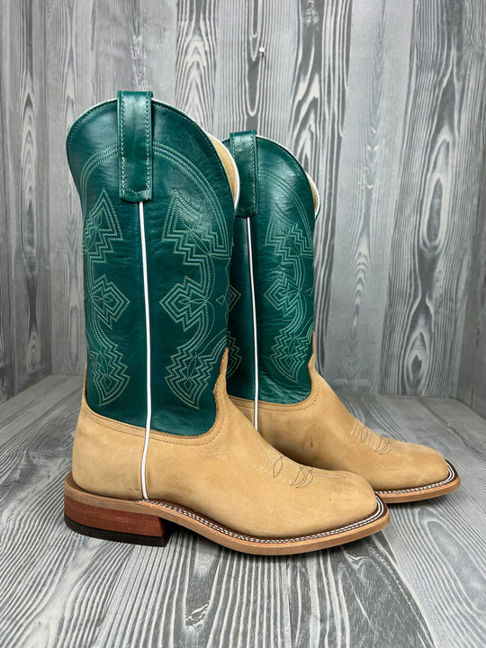 Men's Anderson Bean Tan Crazy Horse with 13" Turquoise Calfieno Tops