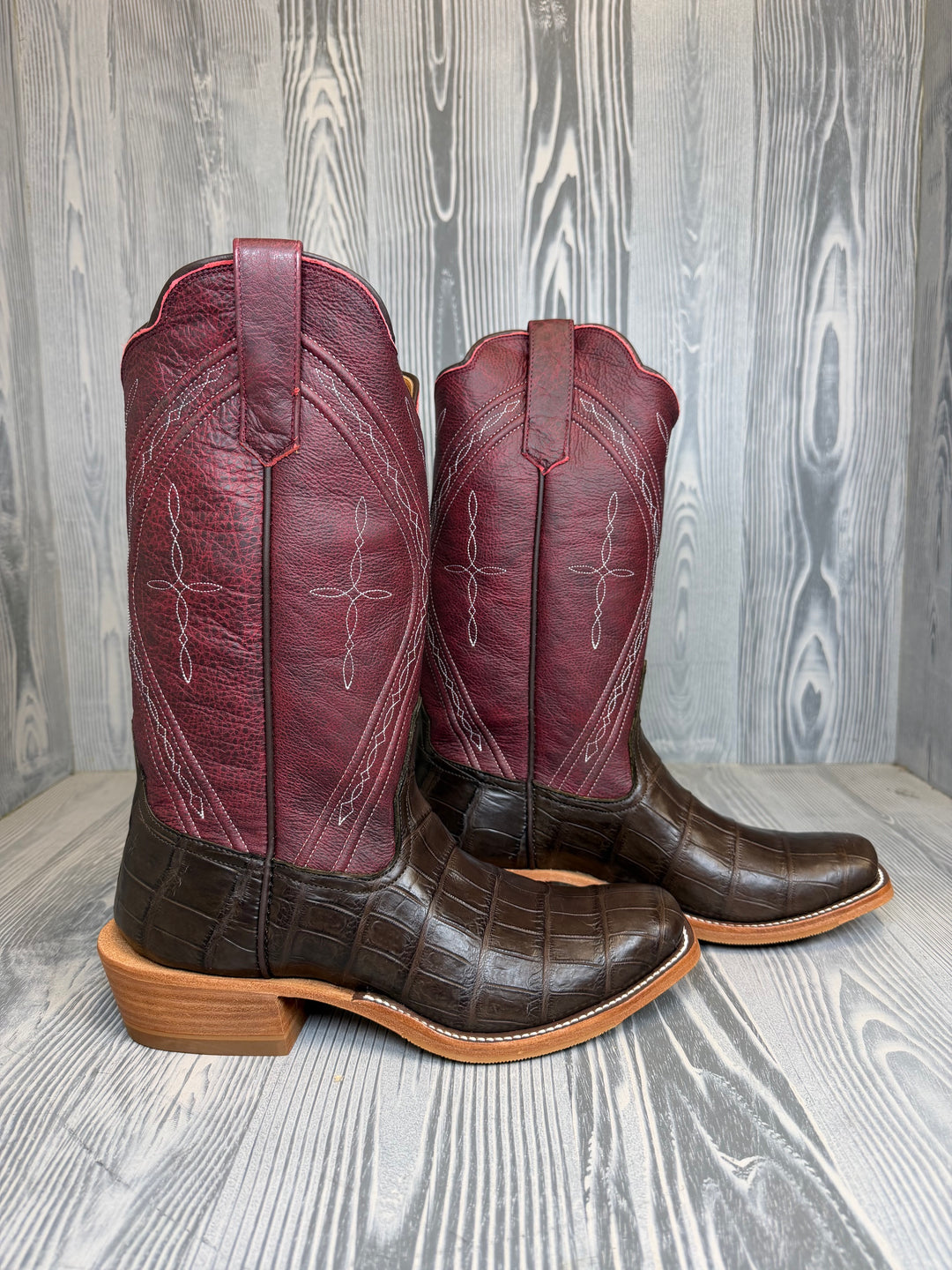 Men's Rios of Mercedes Chocolate Salt Water Crocodile with 13" Oxblood Outlaw Tops - Style 139