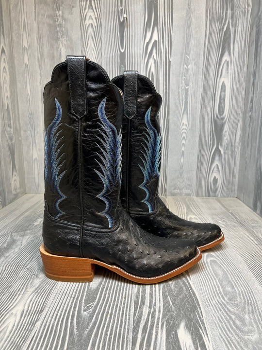 Men's Rios of Mercedes Black Full Quill Ostrich with 13" Black Kidskin - Style 115