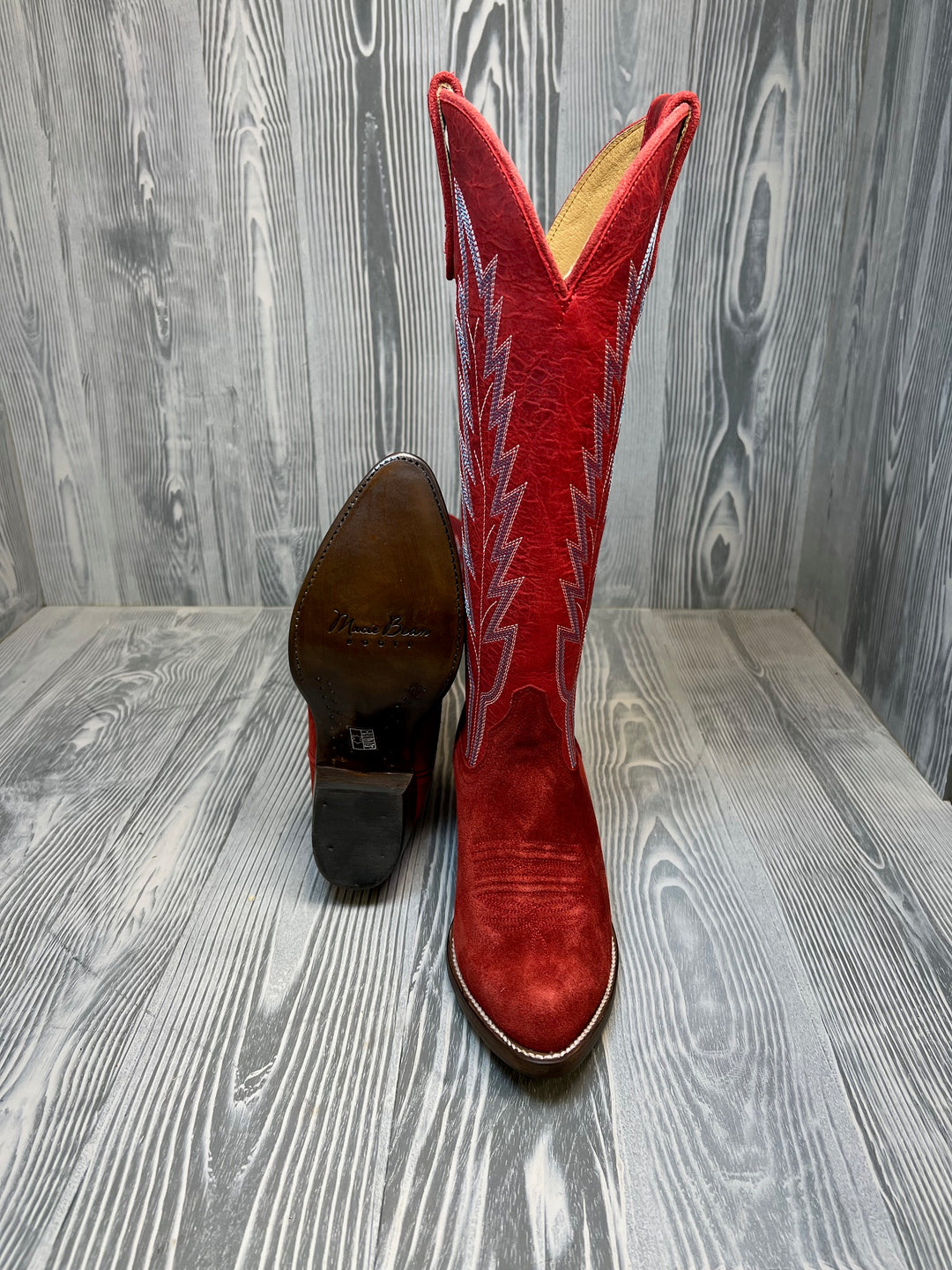 Macie Bean "Drop It Like It's Hot" Red Suede with 15" Rodeo Red Tops - M5238