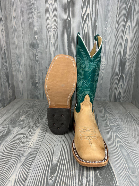 Men's Anderson Bean Tan Crazy Horse with 13" Turquoise Calfieno Tops