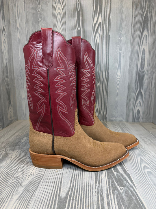 Men's Rios of Mercedes Pecan Excel Rough Out with 13" Burgundy Calf Skin Tops - Style # 136