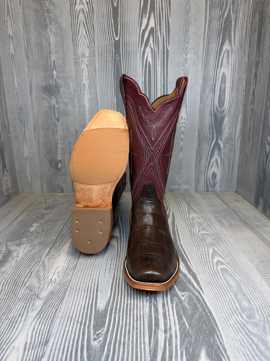 Men's Rios of Mercedes Chocolate Salt Water Crocodile with 13" Oxblood Outlaw Tops - Style 139