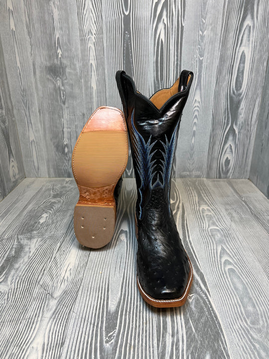Men's Rios of Mercedes Black Full Quill Ostrich with 13" Black Kidskin - Style 115