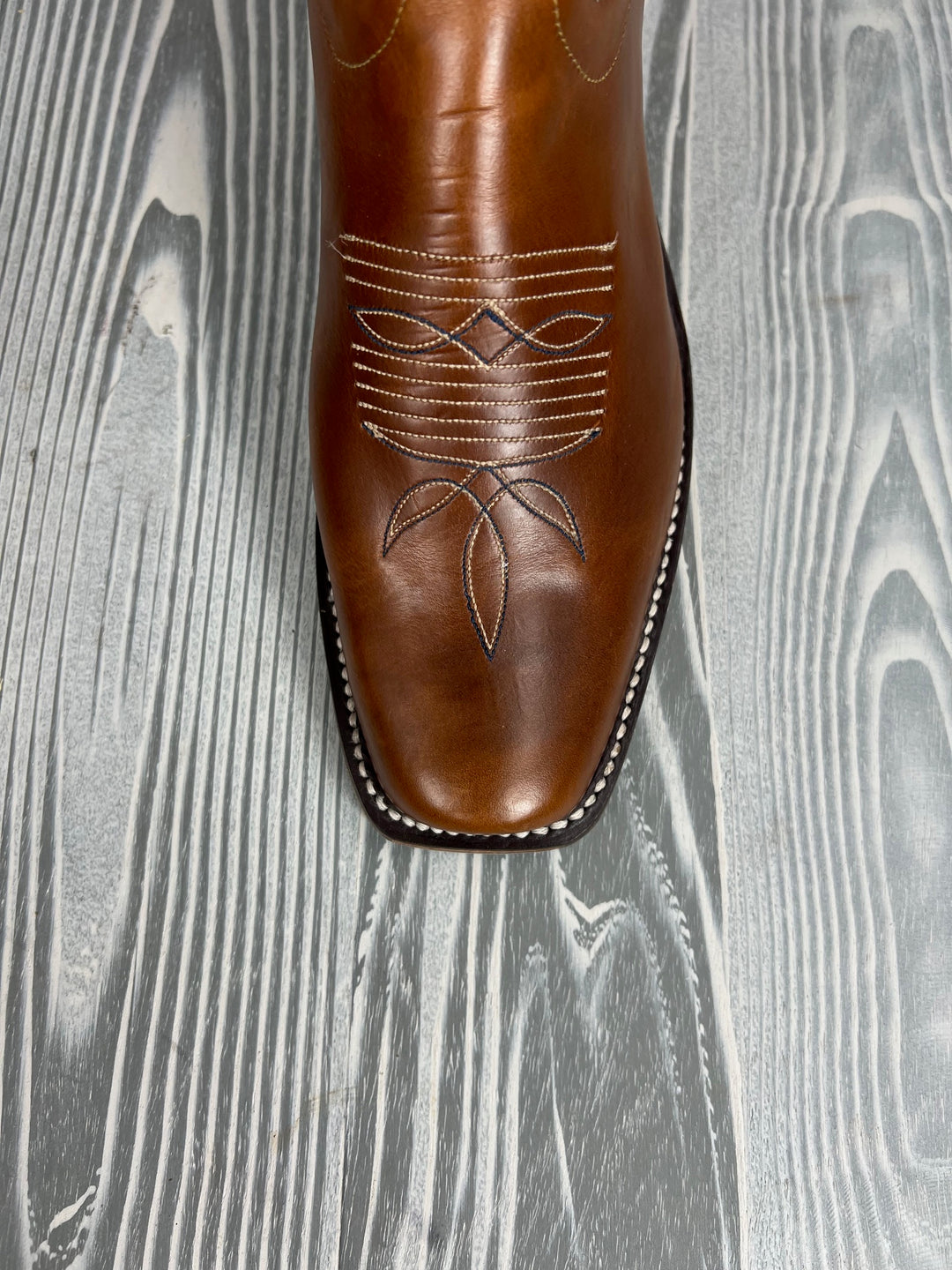 Men's Olathe Tan Horsebutt with 12" Blue Barcelona Tops