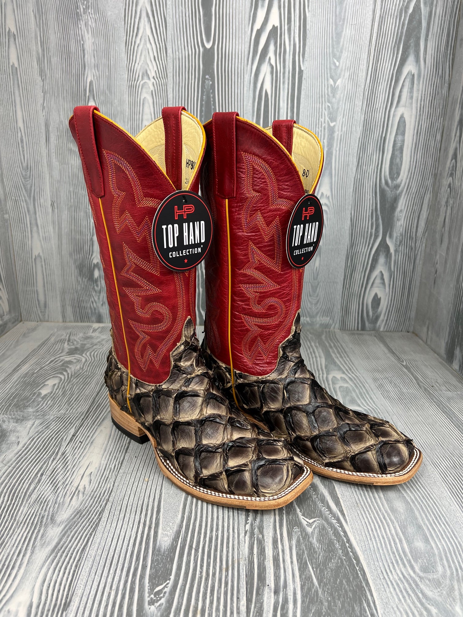 Horsepower Boots Men s Top Hand Petrified Oak Big Bass 13in Red Rodeo Top Cowboy Boot Multi D HP8068