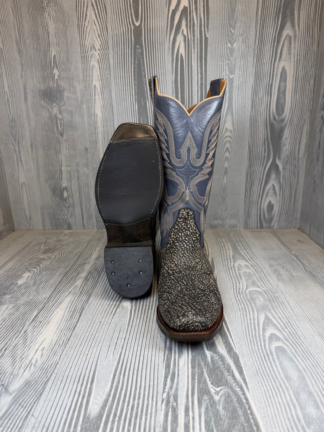 Men's Rios of Mercedes Antique Saddle Safari Giraffe with 13" Blue Slate Calf Tops - Style 91