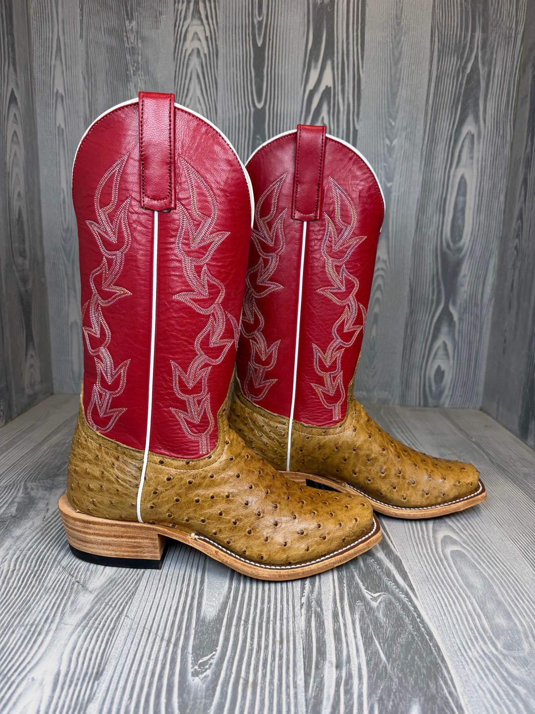 Men's Anderson Bean Antique Saddle Mad Dog Full Quill Ostrich with 13" Tristan Kidskin Tops - Style #225