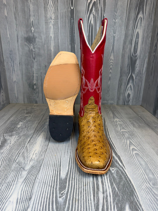 Men's Anderson Bean Antique Saddle Mad Dog Full Quill Ostrich with 13" Tristan Kidskin Tops - Style #225