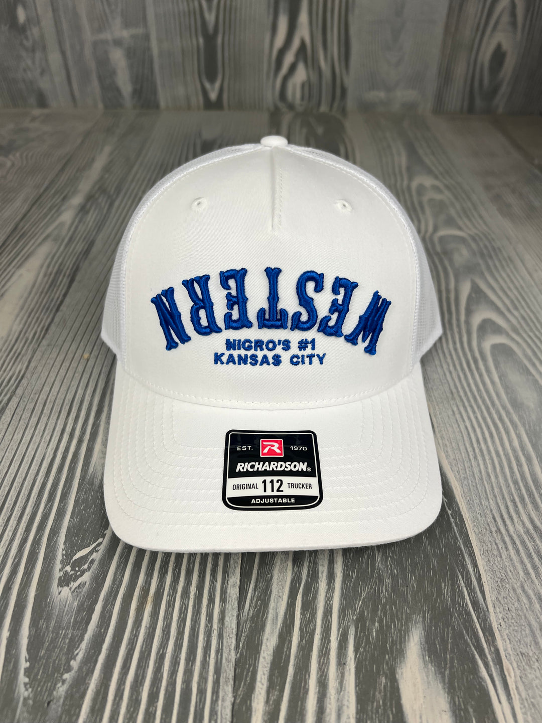 Nigro's Richardson 112 5 Panel "Western" Royal Blue Arch Solid White Snapback - NBC 63