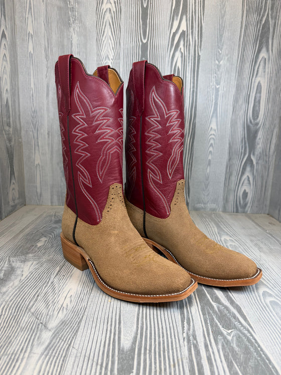 Men's Rios of Mercedes Pecan Excel Rough Out with 13" Burgundy Calf Skin Tops - Style # 136