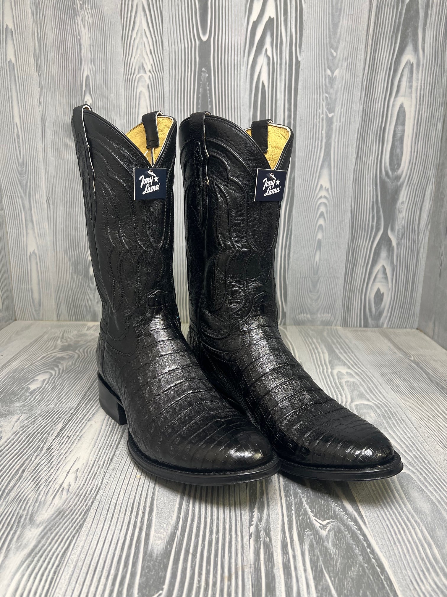 Tony store Lama black leather cowboy boots