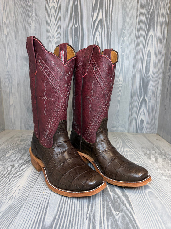 Men's Rios of Mercedes Chocolate Salt Water Crocodile with 13" Oxblood Outlaw Tops - Style 139