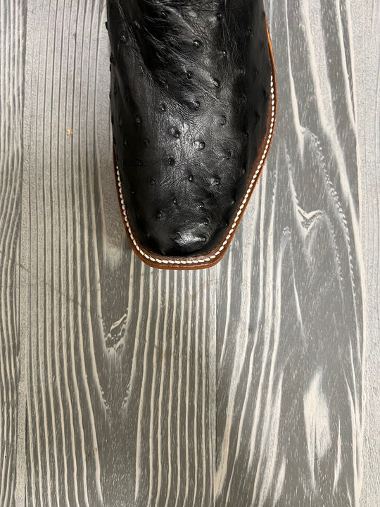 Men's Rios of Mercedes Black Full Quill Ostrich with 13" Black Kidskin - Style 115