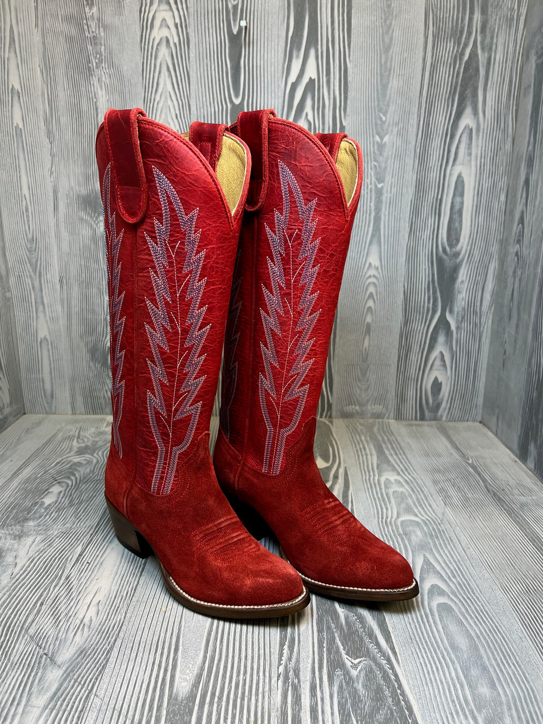 Macie Bean "Drop It Like It's Hot" Red Suede with 15" Rodeo Red Tops - M5238