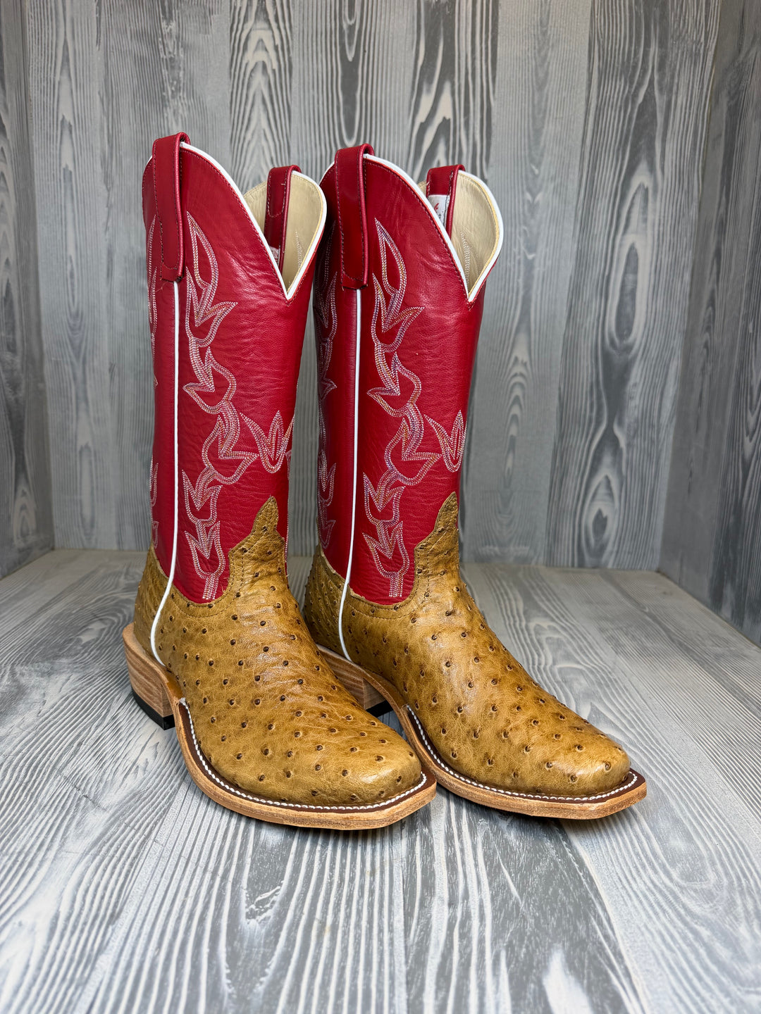 Men's Anderson Bean Antique Saddle Mad Dog Full Quill Ostrich with 13" Tristan Kidskin Tops - Style #225