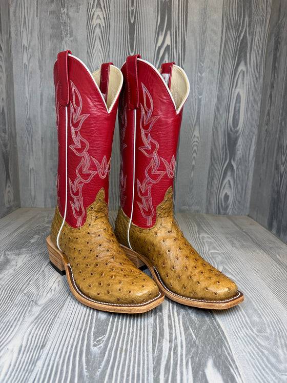 Men's Anderson Bean Antique Saddle Mad Dog Full Quill Ostrich with 13" Tristan Kidskin Tops - Style #225