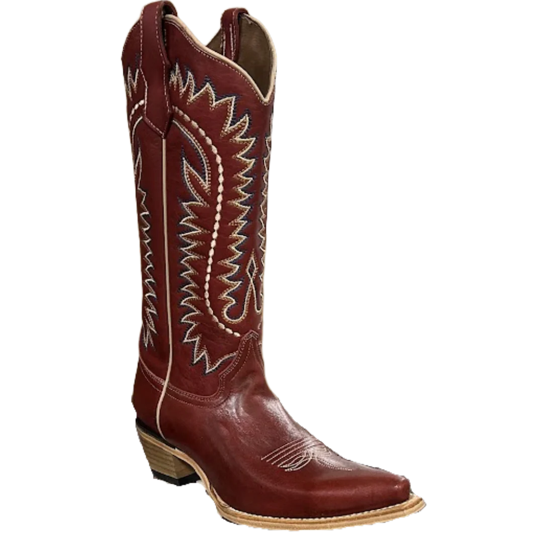 Ladies Circle G Embroidered Deep Red Snip Toe Western Boot - L8015