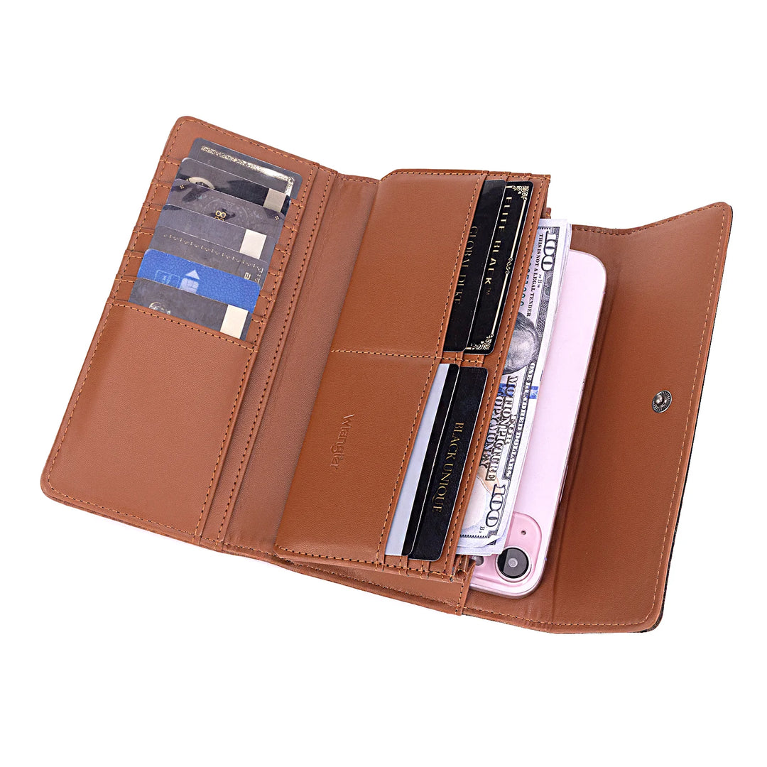 Ladies Wrangler Western Floral Tooled Tri-fold RFID Wallet/Wristlet - WG196-W056BR