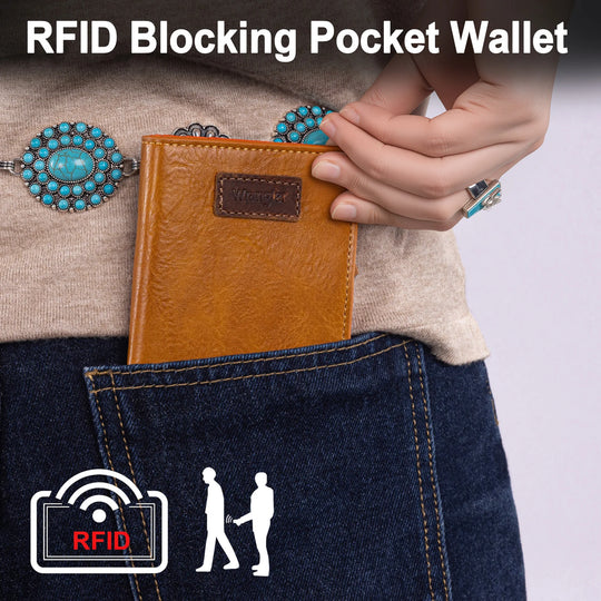 Wrangler Light Brown Small BI-Fold Wallet RFID Card Holder - WG202-W058BR