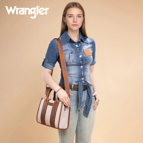Wrangler Brown Color Block Tote/Crossbody - WG208-8120SBR