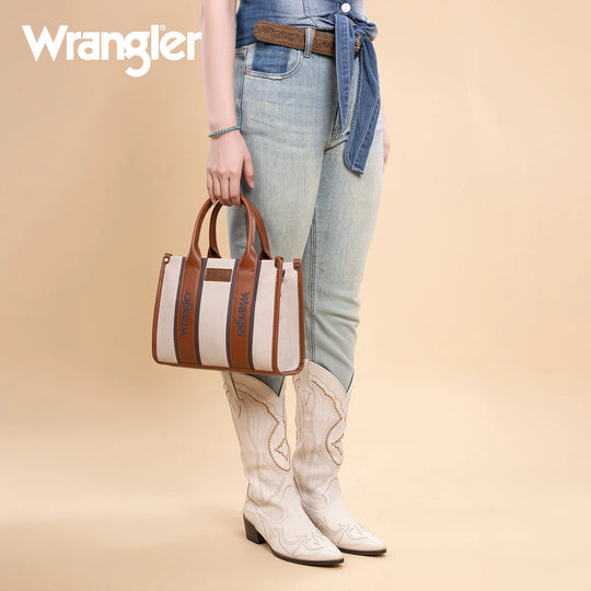Wrangler Brown Color Block Tote/Crossbody - WG208-8120SBR