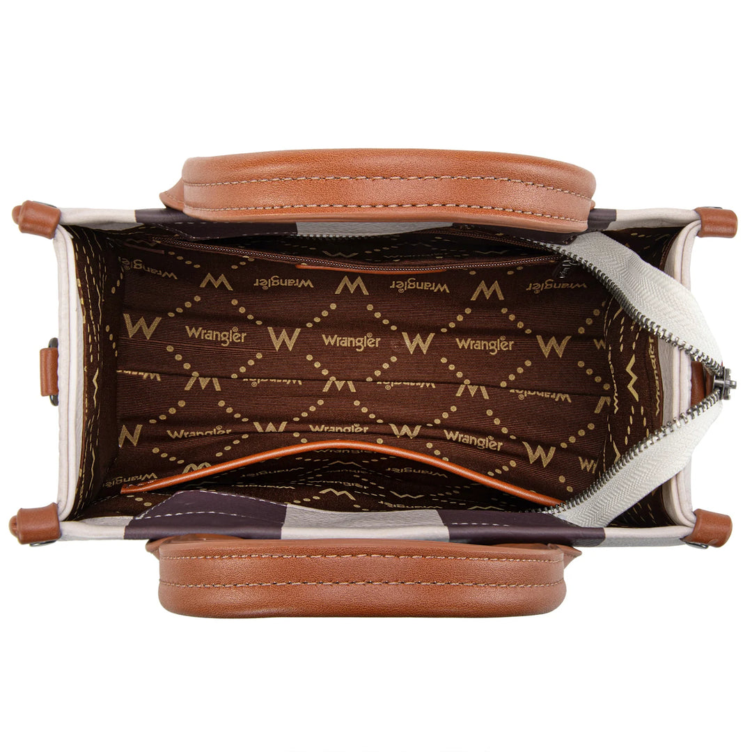 Wrangler Brown Color Block Tote/Crossbody - WG208-8120SBR