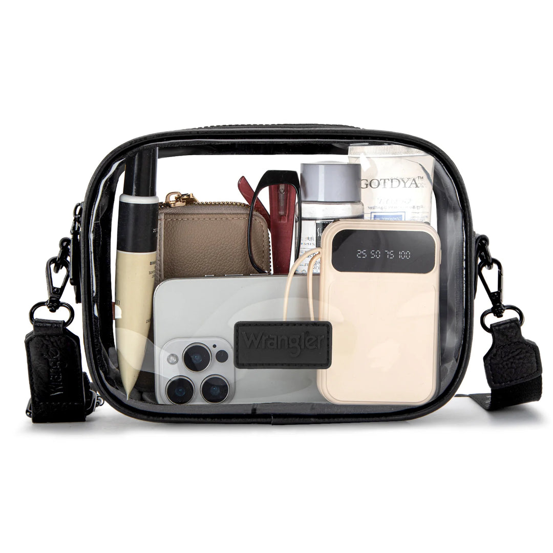 Wrangler Clear/Black Crossbody Bag/Stadium Bag - WG229-603BK