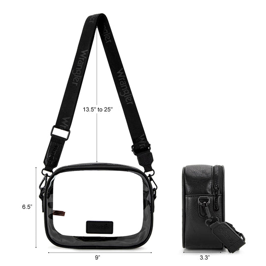 Wrangler Clear/Black Crossbody Bag/Stadium Bag - WG229-603BK