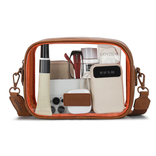 Wrangler Clear/Brown Crossbody Bag/Stadium Bag - WG229-603BR