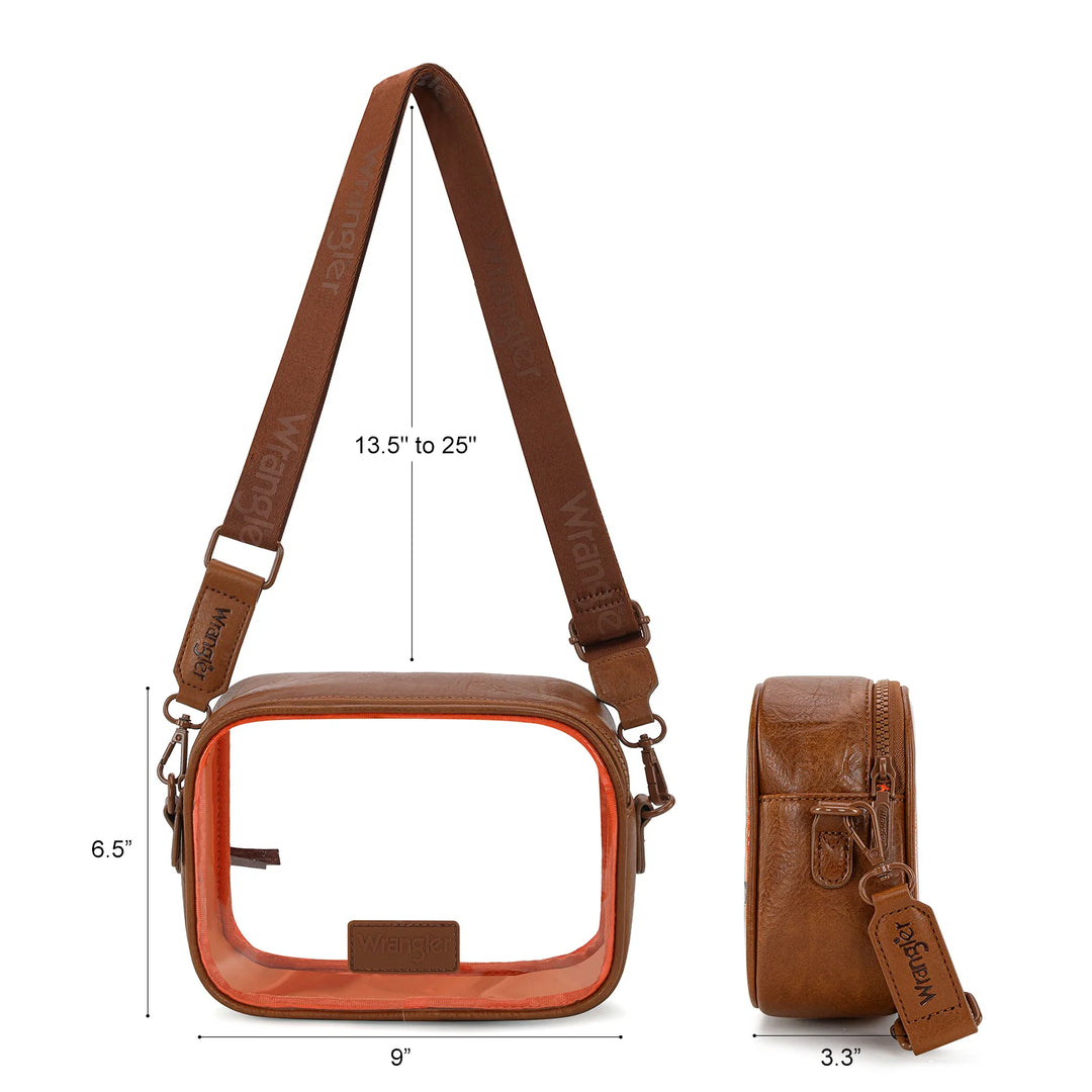 Wrangler Clear/Brown Crossbody Bag/Stadium Bag - WG229-603BR