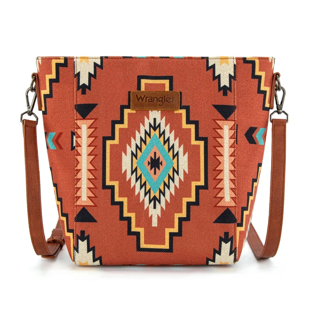 Wrangler Aztec Print Crossbody Bag - Brown - WG261-2003BR