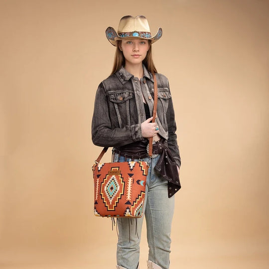 Wrangler Aztec Print Crossbody Bag - Brown - WG261-2003BR