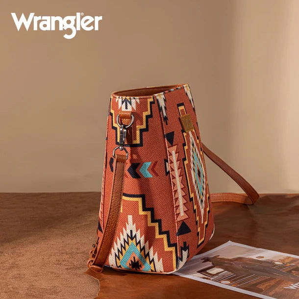 Wrangler Aztec Print Crossbody Bag - Brown - WG261-2003BR