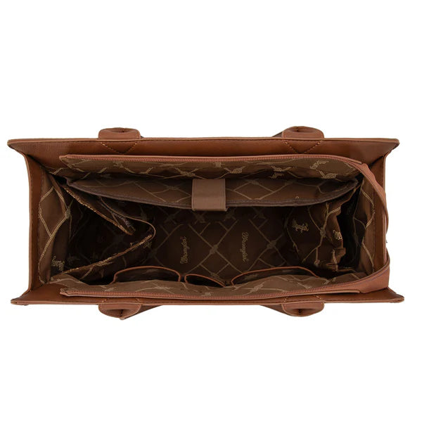 Wrangler Horseshoe Cutout Carry-All Large Brown Tote Bag - WG292-8110BR