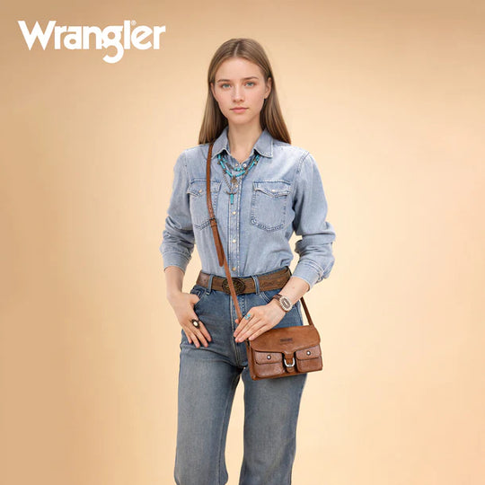 Wrangler Vintage-Inspired Brown Crossbody Bag - WG320-209BR