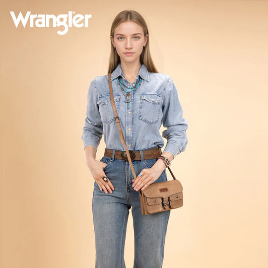 Wrangler Vintage-Inspired Khaki Crossbody Bag - WG320-209KH