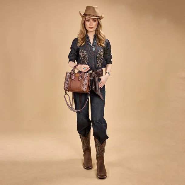 Wrangler Braided Paisley Bandana Tote Bag - WG331-8120SBR