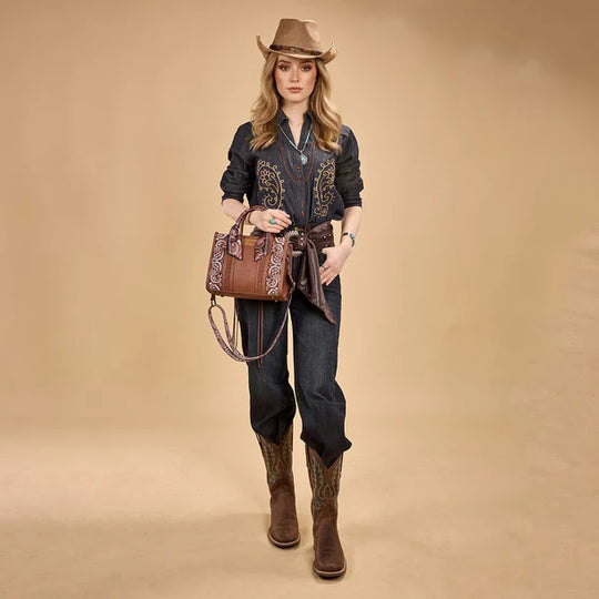 Wrangler Braided Paisley Bandana Tote Bag - WG331-8120SBR