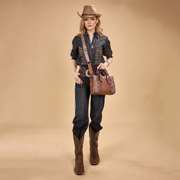 Wrangler Braided Paisley Bandana Tote Bag - WG331-8120SBR