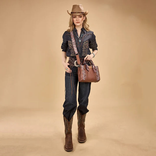 Wrangler Braided Paisley Bandana Tote Bag - WG331-8120SBR
