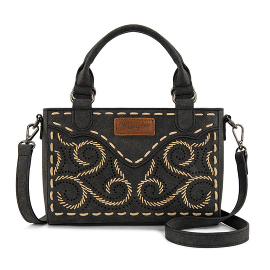 Wrangler Embroidered Swirl Mini Black Satchel/ Crossbody - WG337-2003BK