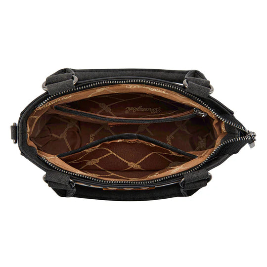 Wrangler Embroidered Swirl Mini Black Satchel/ Crossbody - WG337-2003BK