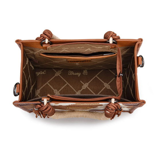 Wrangler Brown Cow Print Tote/Crossbody - WG386-8120SBR