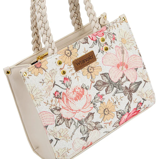 Wrangler Floral Print Tan Braided Tote Bag - WG438-8120TN