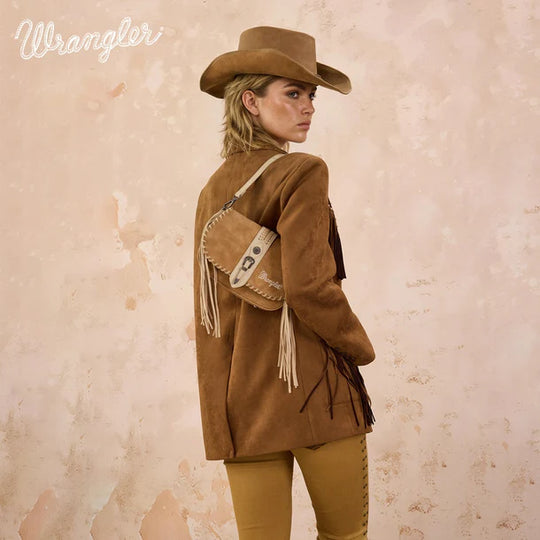 Wrangler Braided Tassel Saddle Crossbody Bag - WG454-2003BR