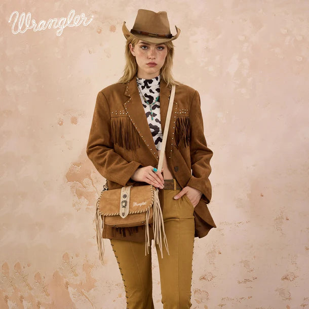 Wrangler Braided Tassel Saddle Crossbody Bag - WG454-2003BR