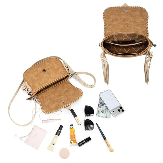Wrangler Braided Tassel Saddle Crossbody Bag - WG454-2003BR