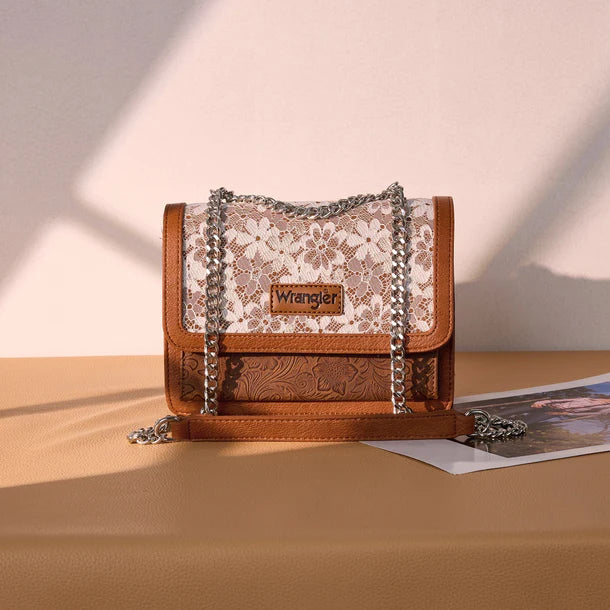 Wrangler Chic Lace Chain Shoulder Bag - WG-HB-455-2365-BR