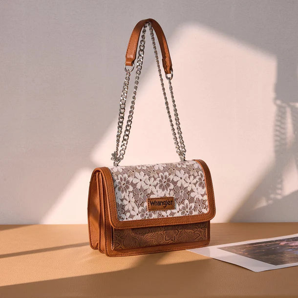Wrangler Chic Lace Chain Shoulder Bag - WG-HB-455-2365-BR